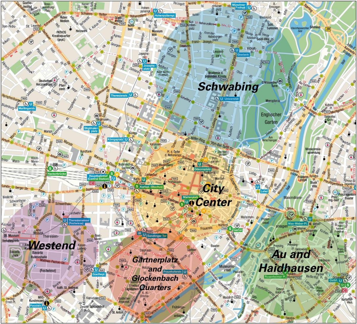 Mapa dos bairros de Munique