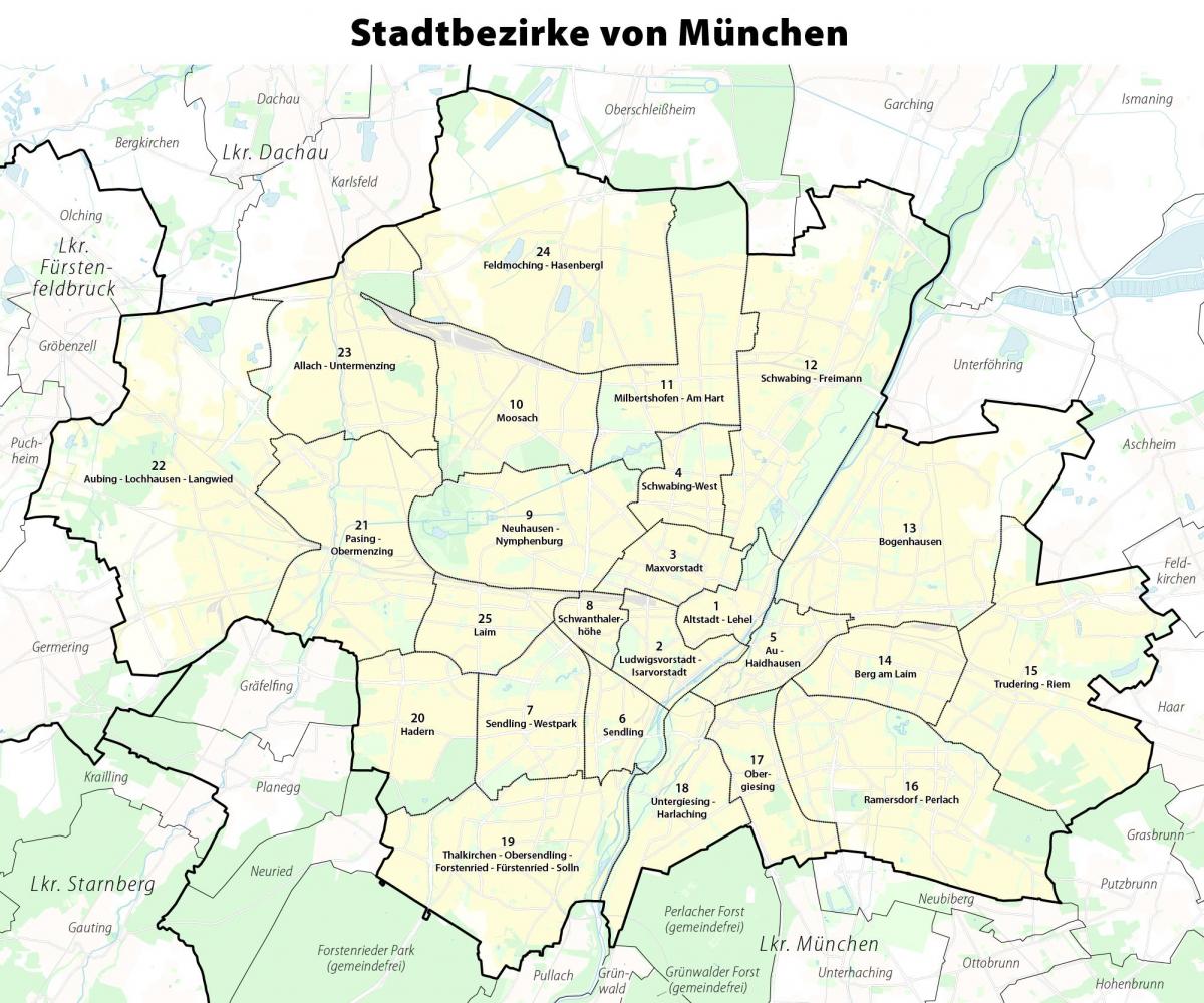 Mapa do distrito de Munique