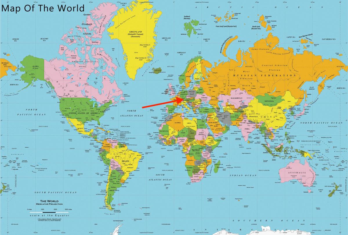 Localização de Munique no mapa do mundo