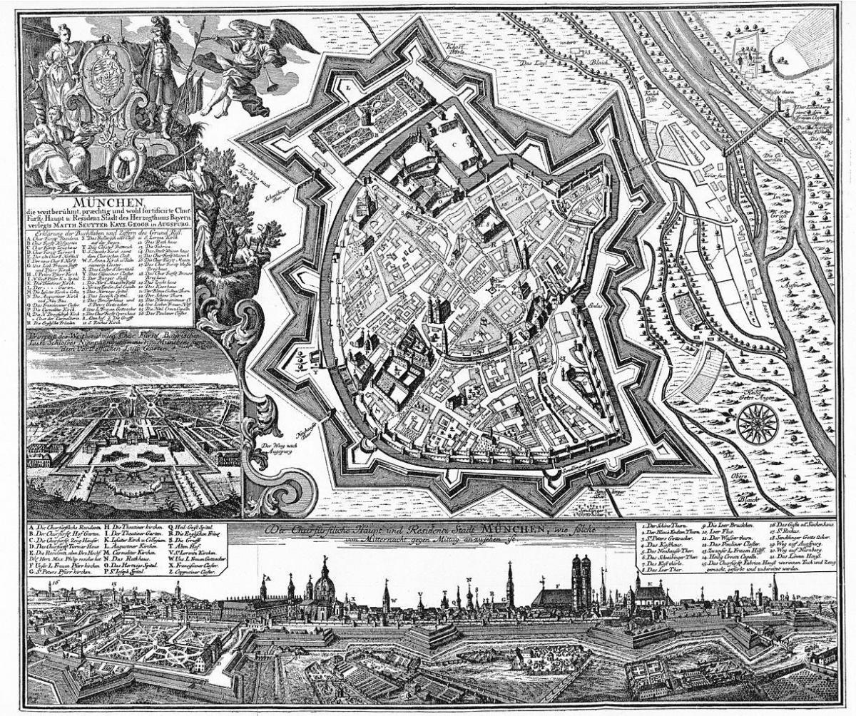 Mapa antigo de Munique